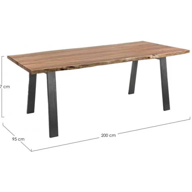 Table à dîner en bois massif et pieds en acier - Palerme 200x95<Meubles Moss Fashion