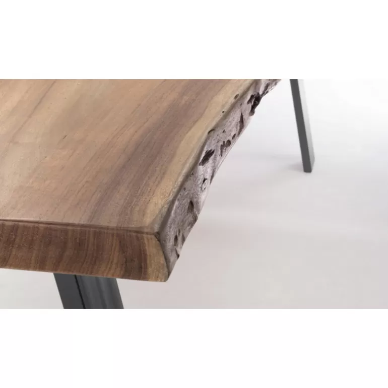 Table à dîner en bois massif et pieds en acier - Palerme 200x95<Meubles Moss Fashion