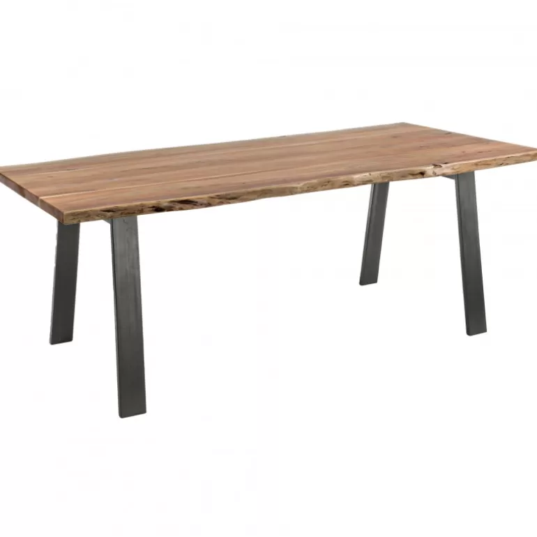 Table à dîner en bois massif et pieds en acier - Palerme 200x95<Meubles Moss Fashion