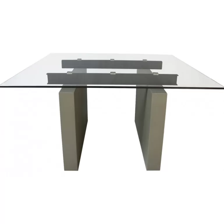 Table à manger carrée verre avec pieds effet béton - Metropolis 140x140<Meubles Moss Store
