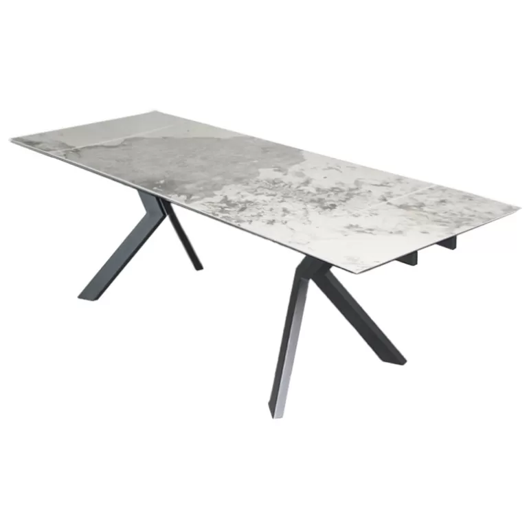 Table à manger extensible céramique effet marbre pied métal noir - Octave 160/240x90<Meubles Moss Sale