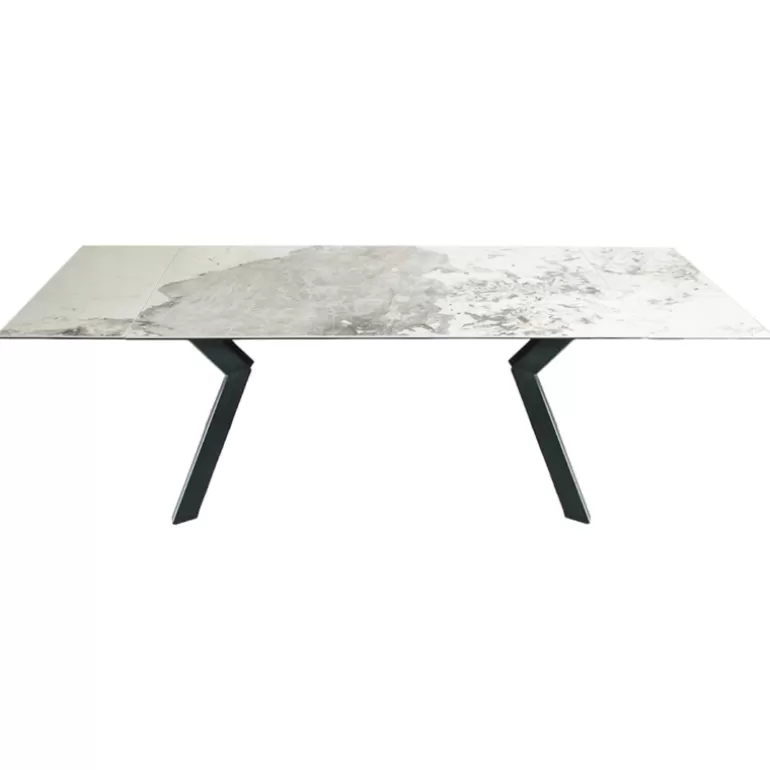 Table à manger extensible céramique effet marbre pied métal noir - Octave 160/240x90<Meubles Moss Sale