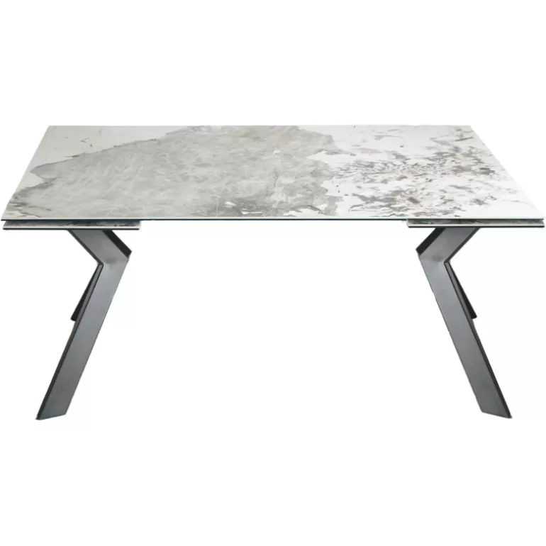 Table à manger extensible céramique effet marbre pied métal noir - Octave 160/240x90<Meubles Moss Sale