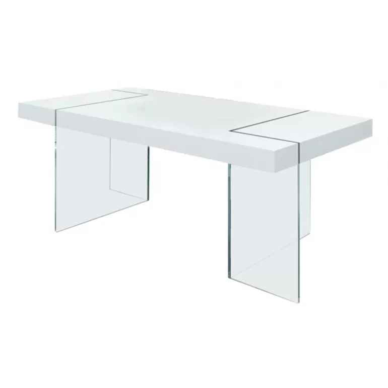 Table à manger pieds verre rectangulaire - Crystalline 220x100<Meubles Moss Best
