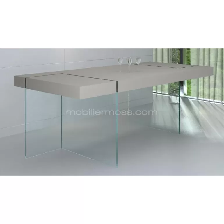 Table à manger pieds verre rectangulaire - Crystalline 220x100<Meubles Moss Outlet