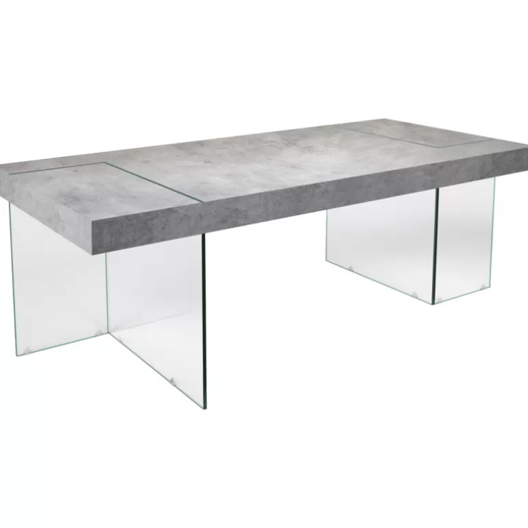 Table à manger rectangulaire effet béton pieds en verre - Crystalline 220x100<Meubles Moss Flash Sale