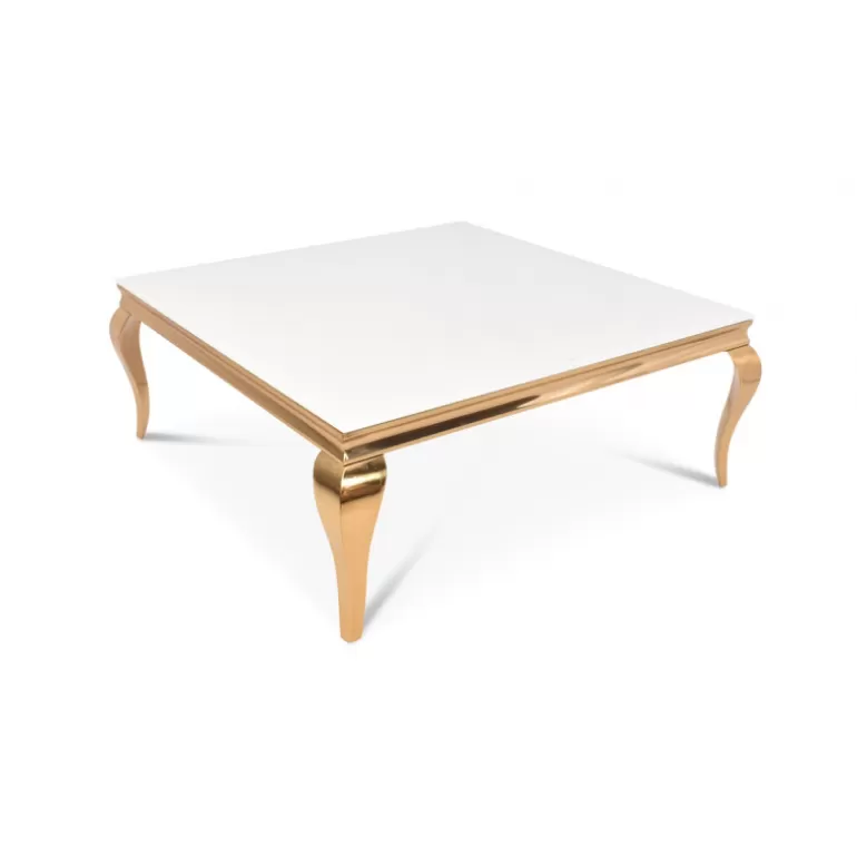 Table basse baroque plateau verre carrée - Betty Dorée 110x110<Meubles Moss Flash Sale