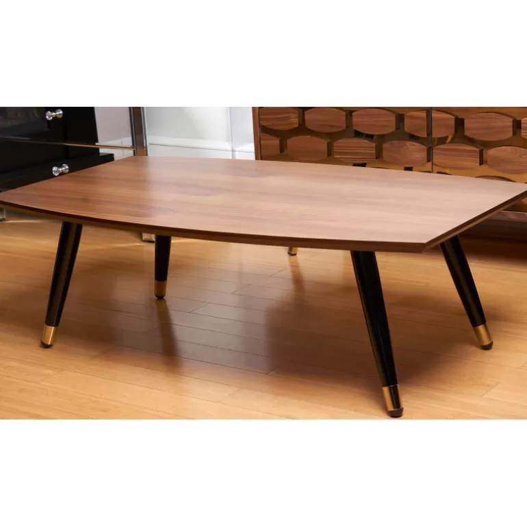 Table basse bois de style rétro piétement métal - Diana 120x70<Meubles Moss Store