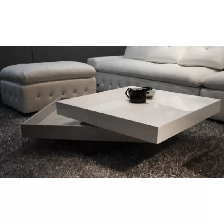 Table basse carrée à plateau rotatif laqué - Damyn 90x90<Meubles Moss Best Sale
