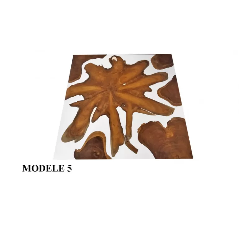 Table basse carrée en bois et résine blanche - Amalia 100x100<Meubles Moss Best