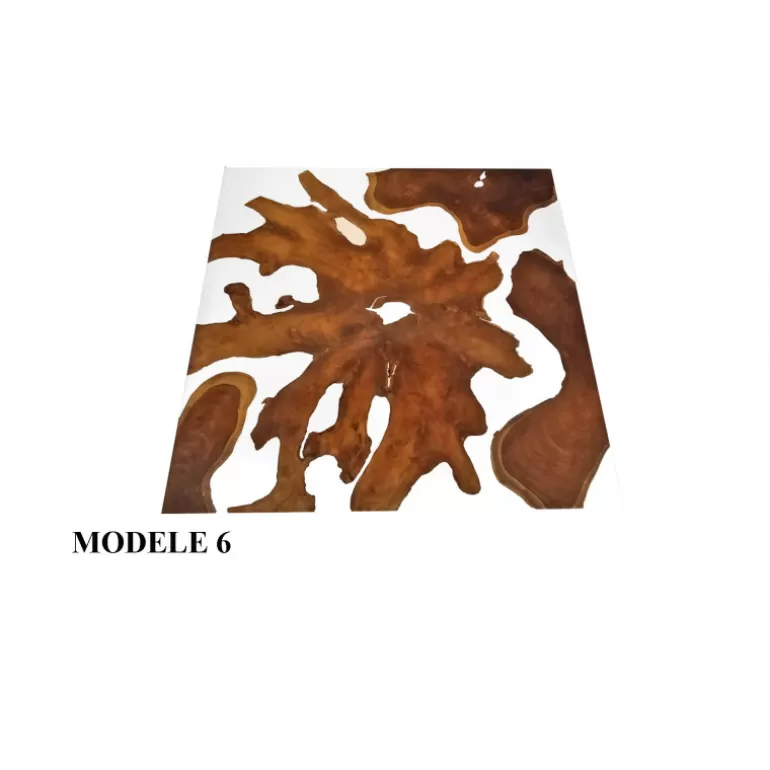 Table basse carrée en bois et résine blanche - Amalia 100x100<Meubles Moss Best