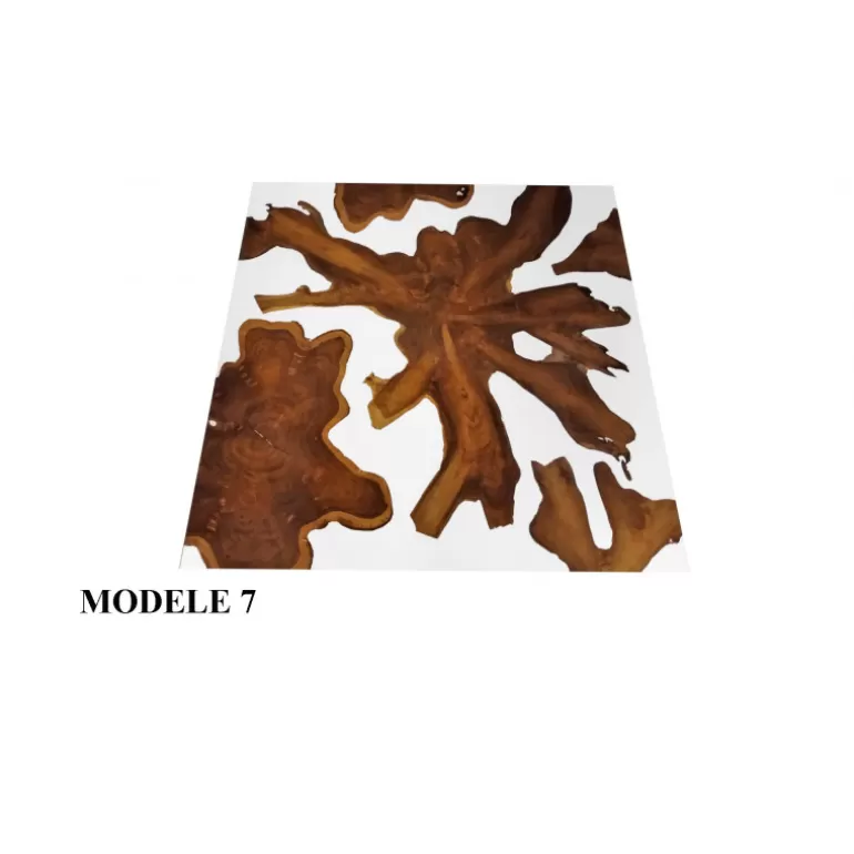 Table basse carrée en bois et résine blanche - Amalia 100x100<Meubles Moss Best Sale