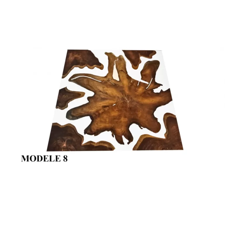 Table basse carrée en bois et résine blanche - Amalia 100x100<Meubles Moss Clearance