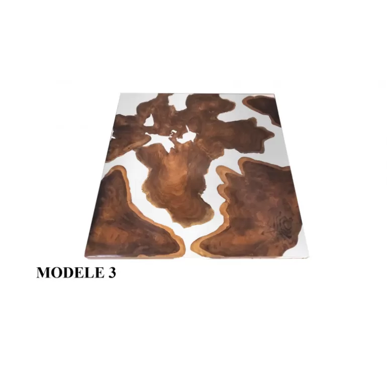 Table basse carrée en bois et résine blanche - Amalia 100x100<Meubles Moss Best