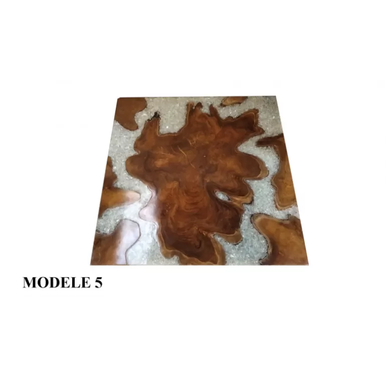 Table basse carrée en bois et résine transparente - Naomie 100x100<Meubles Moss Best Sale