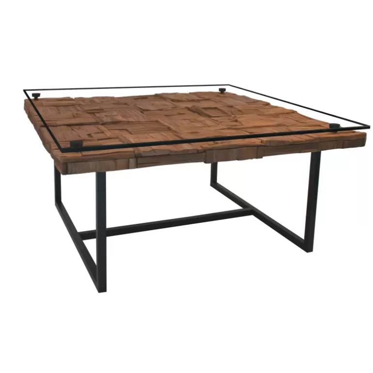 Table basse carrée en bois massif - Alma 100x100<Meubles Moss Cheap