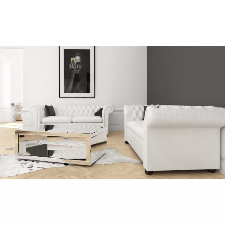 Table basse carrée miroir design - Monaco 110x110<Meubles Moss Best Sale