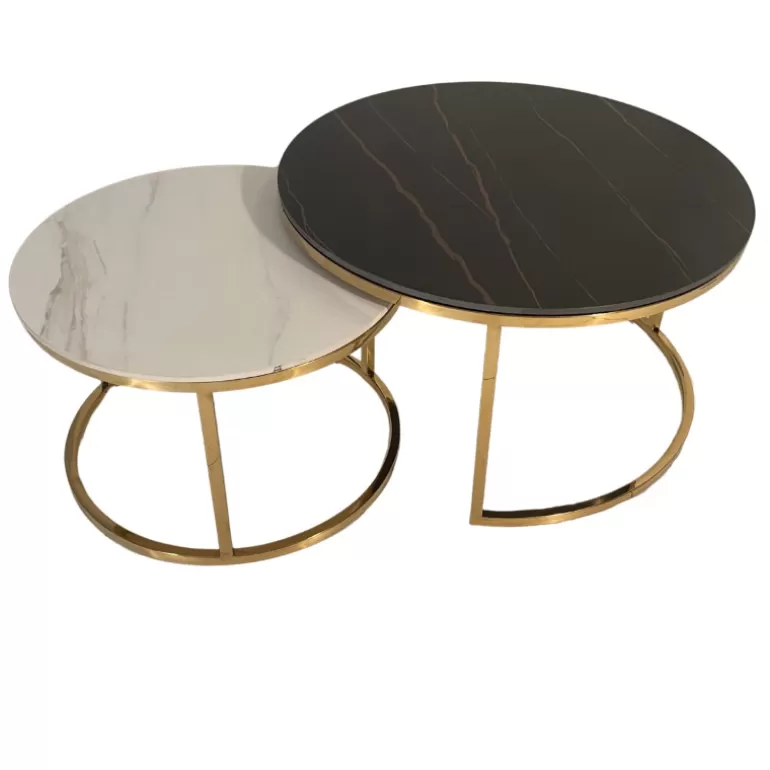 Table basse design – Grand plateau céramique noir & petit plateau céramique blanc<Meubles Moss Best