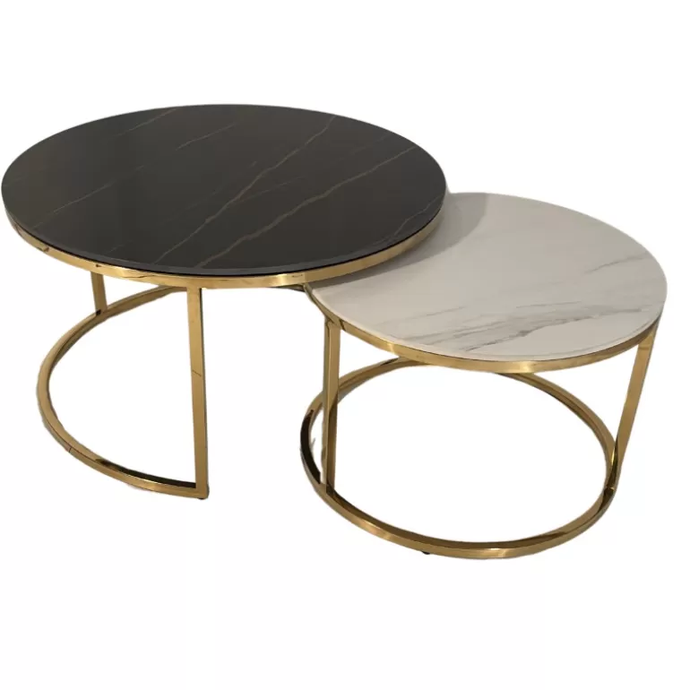 Table basse design – Grand plateau céramique noir & petit plateau céramique blanc<Meubles Moss Best