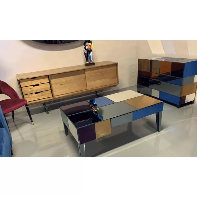 Table basse design miroirs multicolores - Mona 120x70<Meubles Moss Outlet