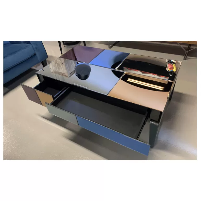 Table basse design miroirs multicolores - Mona 120x70<Meubles Moss Outlet