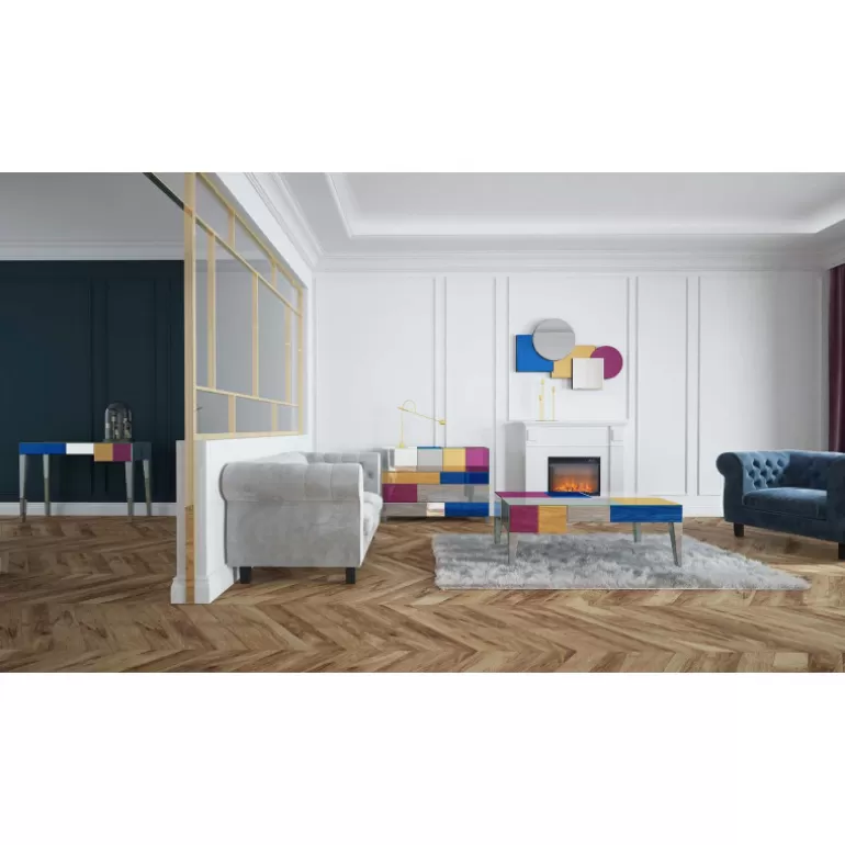 Table basse design miroirs multicolores - Mona 120x70<Meubles Moss Outlet