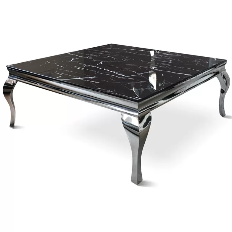 Table basse effet marbre baroque carrée - Betty 110x110<Meubles Moss Discount