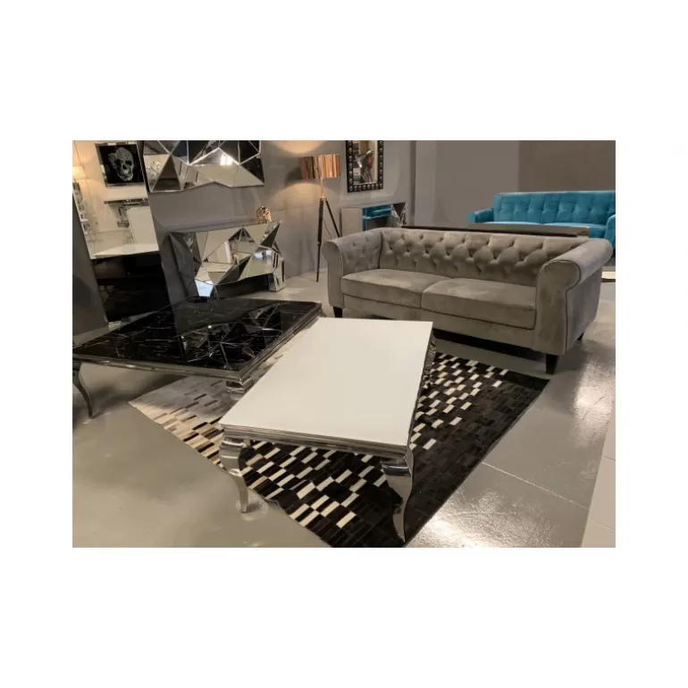 Table basse effet marbre baroque carrée - Betty 110x110<Meubles Moss Discount