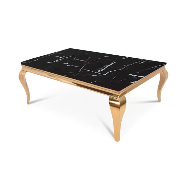 Table basse effet marbre baroque rectangulaire - Betty Dorée 120x70<Meubles Moss Clearance
