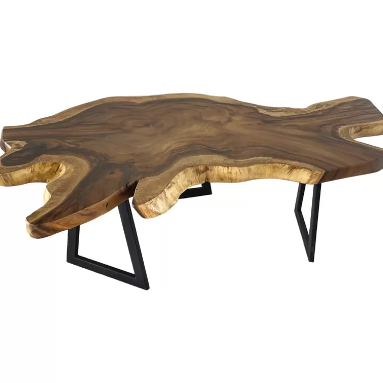 Table basse en bois massif naturel - Suar Ø120<Meubles Moss Cheap