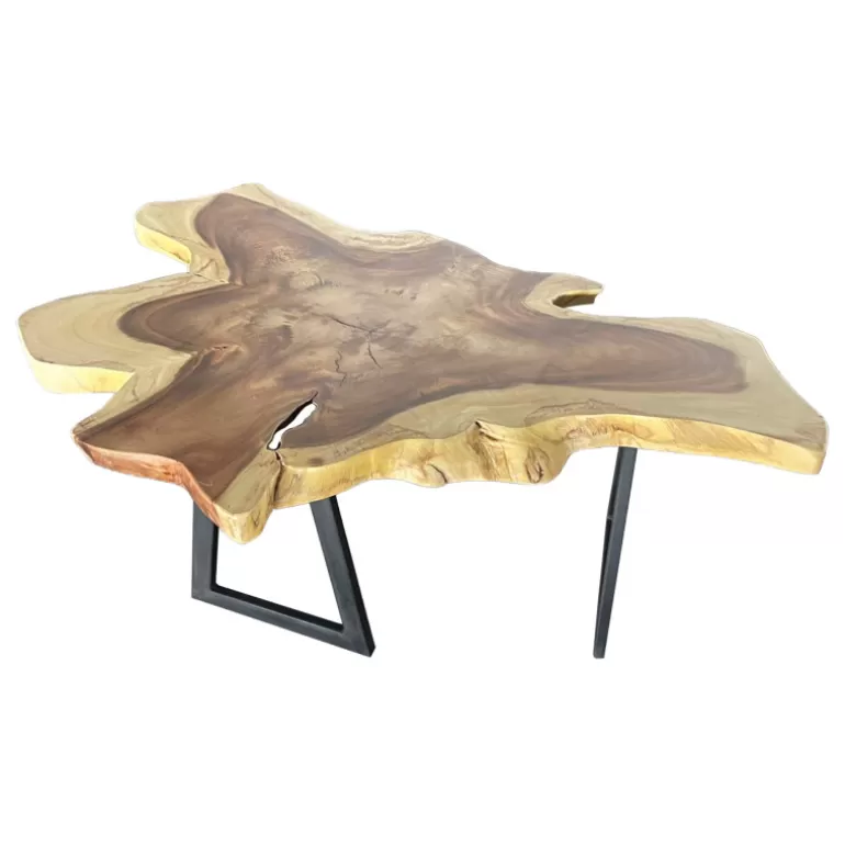 Table basse en bois massif naturel - Suar Ø120<Meubles Moss Cheap