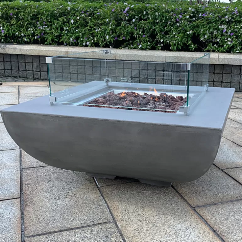 Table basse en béton avec brasero carré à gaz - Segovia Gris Beton<Meubles Moss Cheap
