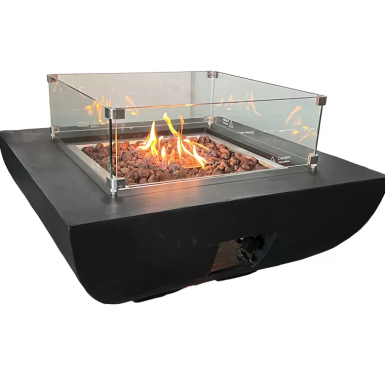 Table basse en GRC avec brasero carré à gaz - Segovia Gris Foncé<Meubles Moss Best Sale