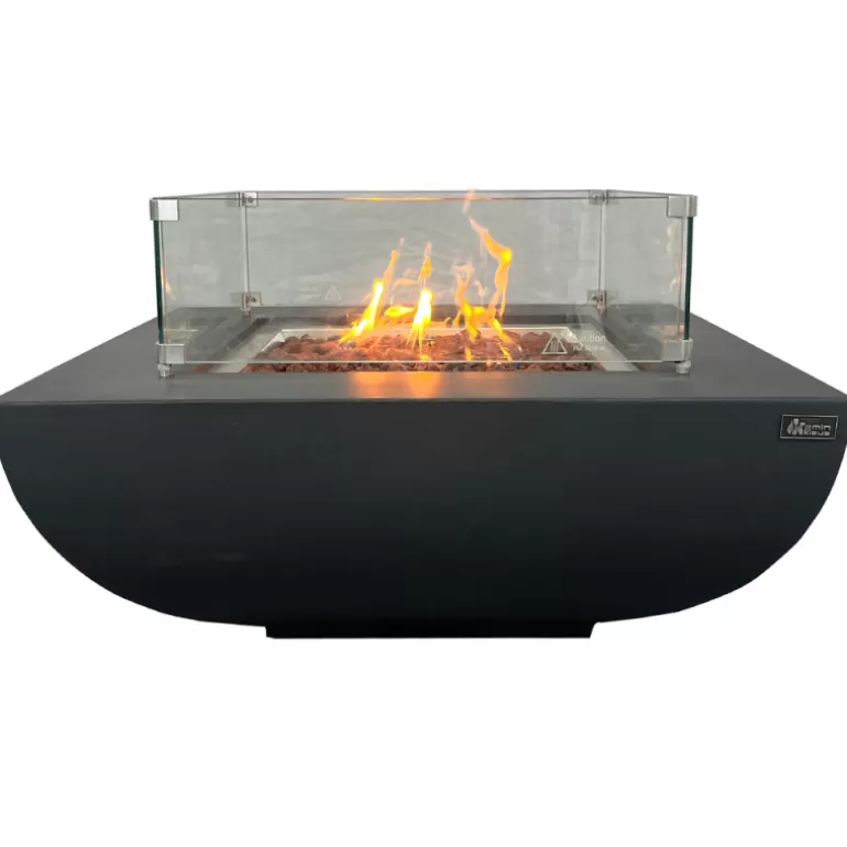 Table basse en GRC avec brasero carré à gaz - Segovia Gris Foncé<Meubles Moss Best Sale
