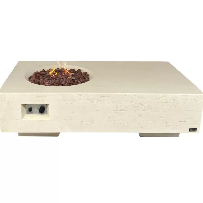 Table basse en GRC avec brasero rond à Gaz intégré - Granada Beige<Meubles Moss Shop