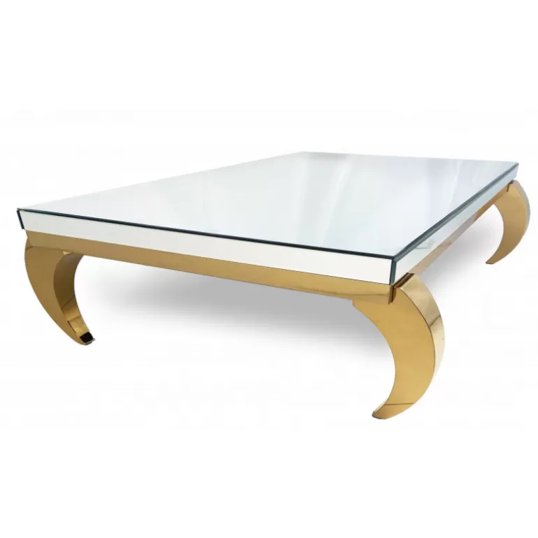 Table basse miroir carrée - Raven Dorée 110x110<Meubles Moss Sale