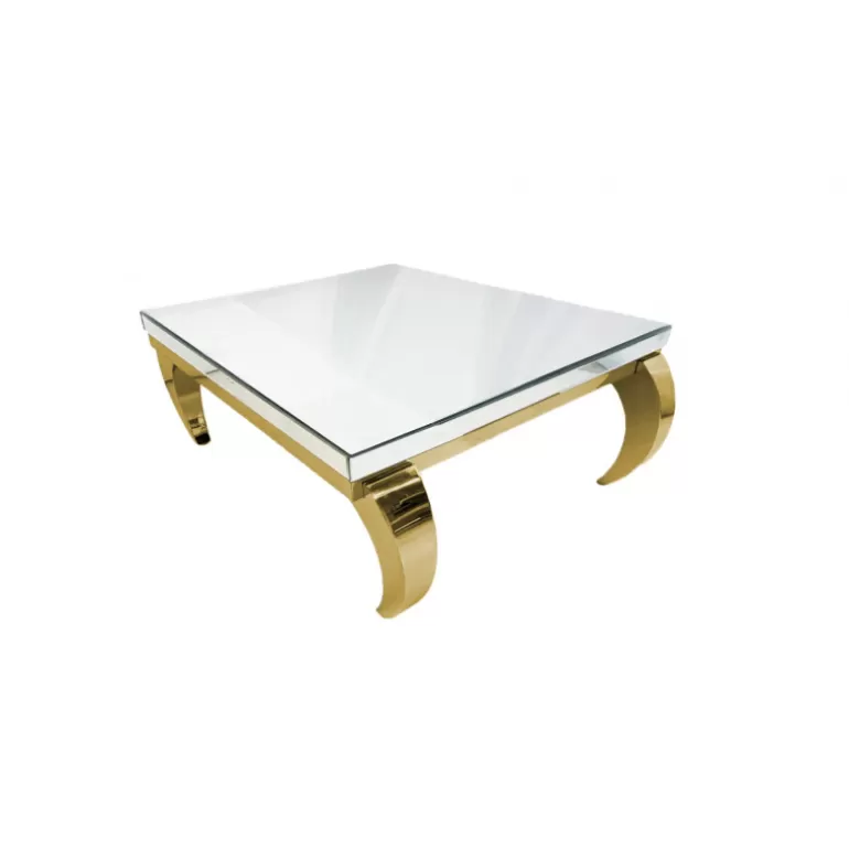 Table basse miroir carrée - Raven Dorée 110x110<Meubles Moss Sale