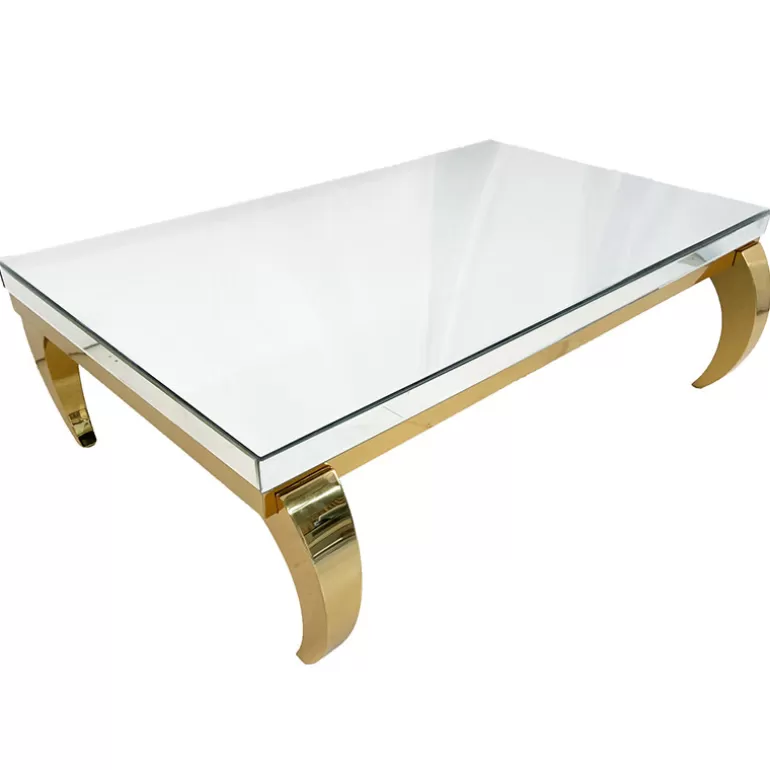 Table basse miroir rectangulaire - Raven Dorée 120x70<Meubles Moss New