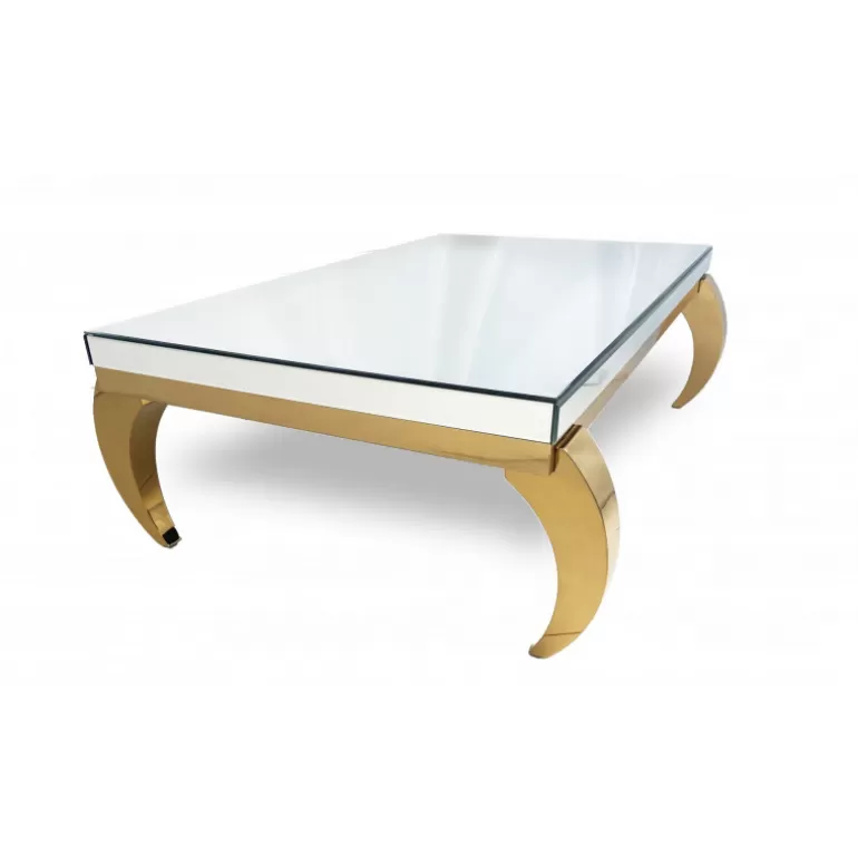 Table basse miroir rectangulaire - Raven Dorée 120x70<Meubles Moss New