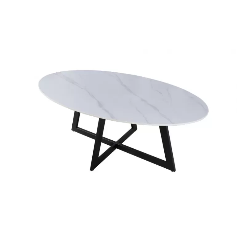 Table basse ovale en ceramique effet marbre<Meubles Moss New