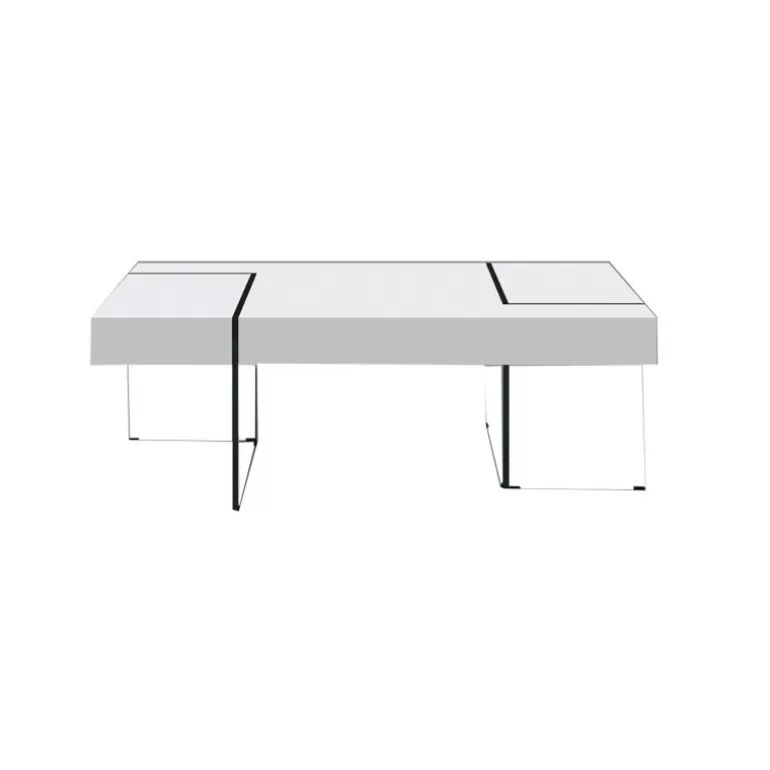 Table basse rectangulaire blanche avec pieds en verre - Crystalline 120x70<Meubles Moss Sale