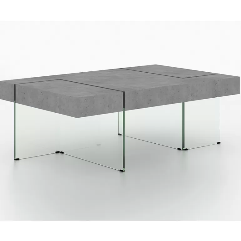 Table basse rectangulaire effet avec pieds verre - Crystalline 120x70<Meubles Moss Clearance