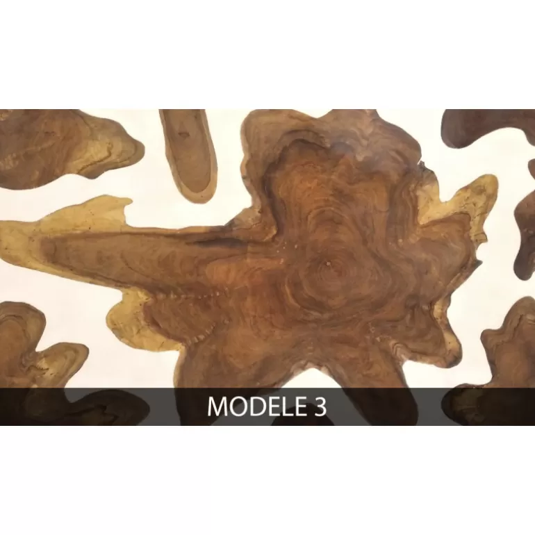 Table basse rectangulaire en bois et résine blanche - Jolane 130x80<Meubles Moss Online