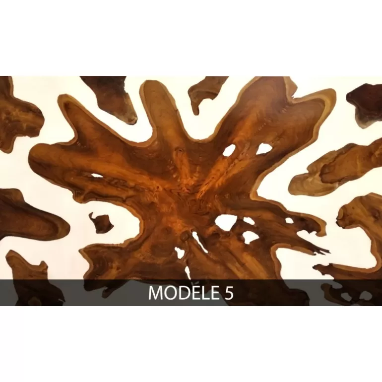 Table basse rectangulaire en bois et résine blanche - Jolane 130x80<Meubles Moss Store