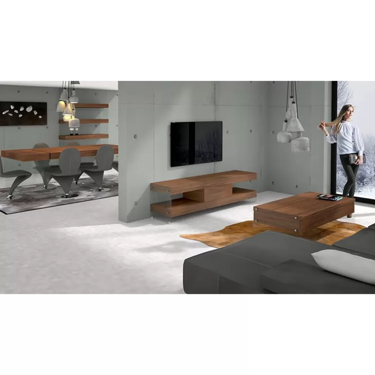 Table basse rectangulaire pieds en verre et 2 tiroirs - Crystalline 123x59<Meubles Moss Store