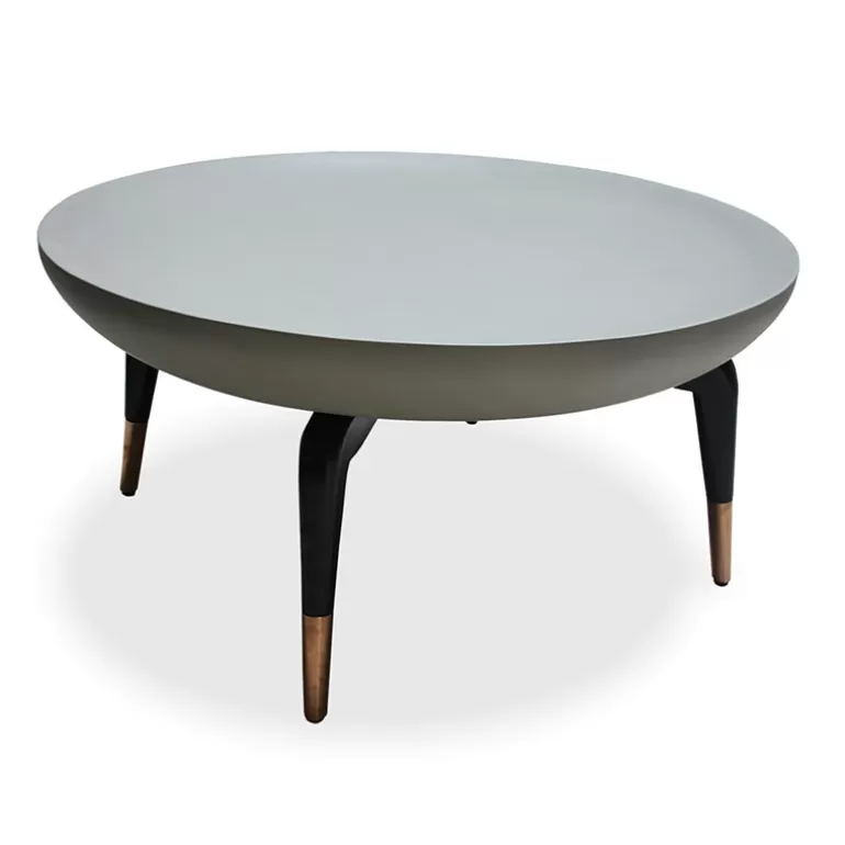 Table basse ronde plateau couleur galet pieds bois - Sohoo Ø80<Meubles Moss Cheap