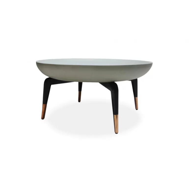 Table basse ronde plateau couleur galet pieds bois - Sohoo Ø80<Meubles Moss Cheap
