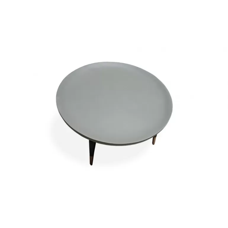 Table basse ronde plateau couleur galet pieds bois - Sohoo Ø80<Meubles Moss Cheap