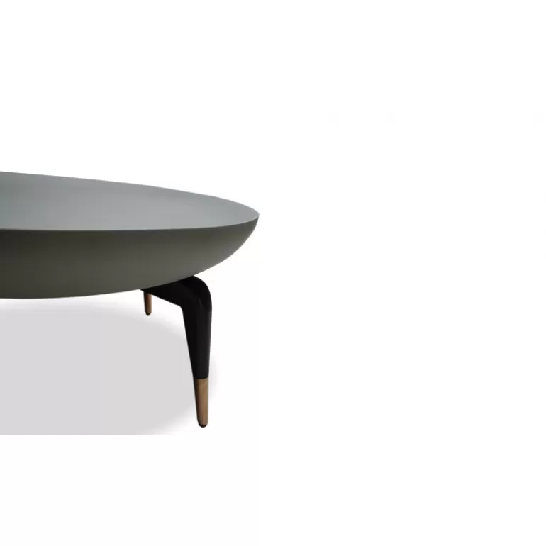 Table basse ronde plateau couleur galet pieds bois - Sohoo Ø80<Meubles Moss Cheap