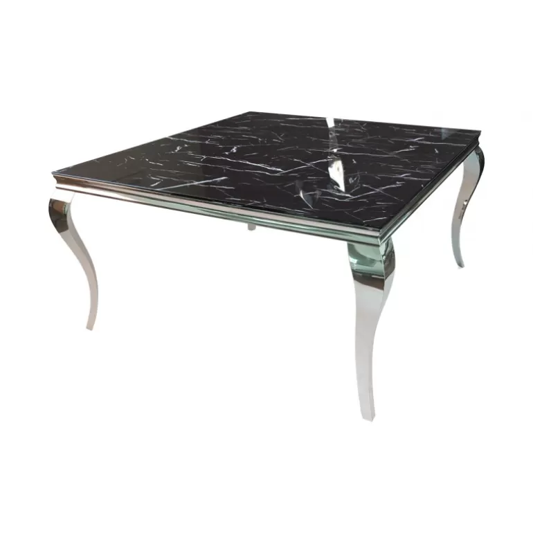Table de salle à manger baroque effet marbre carrée - Betty 140x140<Meubles Moss Hot